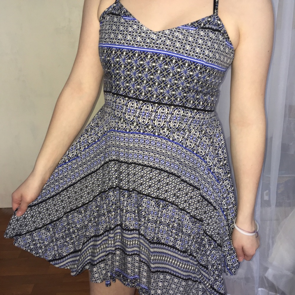 Blue/black/white dress